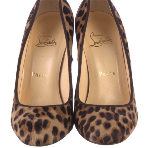 Christian Louboutin Ron Ron Zeppa 100 Pony Hair Animal Print Wedge Heel Shoes - Picture 3 of 5